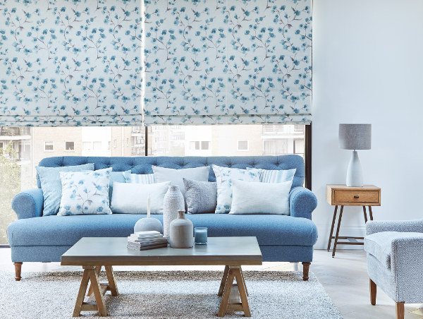 arena blue roman blind